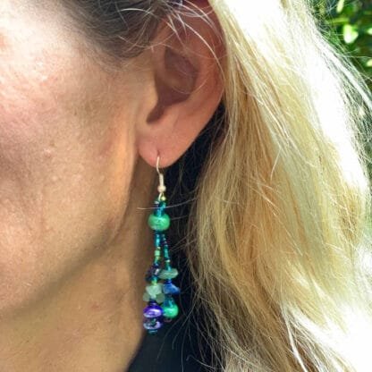 Beach Ball Earrings - Green Blue - Lucias Imports (J) - Image 3