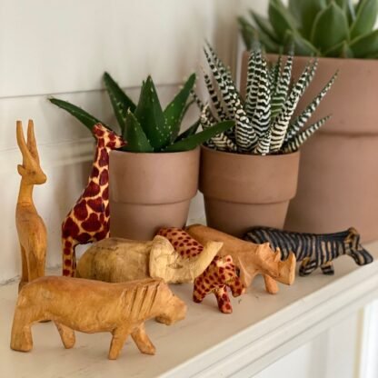 Handcarved Miniature Wood Safari Animals, Set of 7 - Image 2