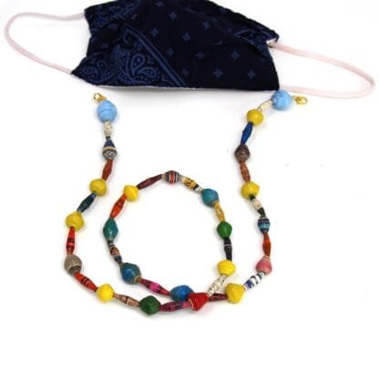 Face Mask/Eyeglass Paper Bead Chain, Colorful Mixed Shapes - Image 9