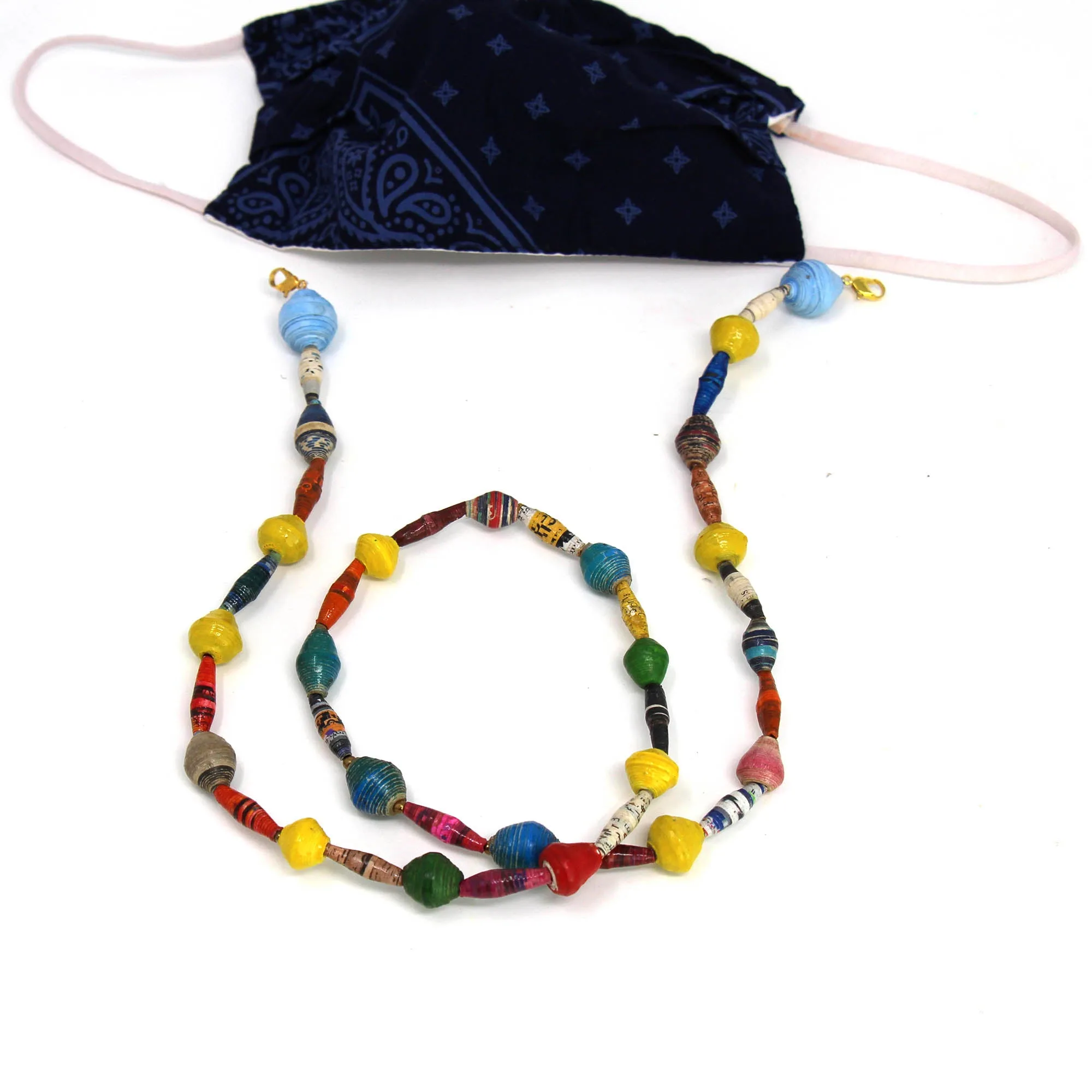 Face Mask/Eyeglass Paper Bead Chain, Colorful Mixed Shapes - Image 9