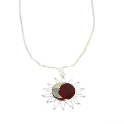 Sun and Moon Red Jasper Pendant with Chain - Image 8