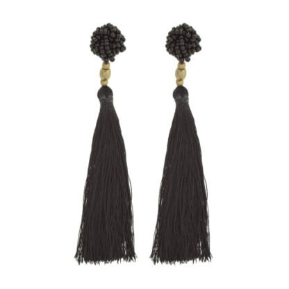 The Rosette Tassel Earring, Black - Aid Through Trade - Image 2