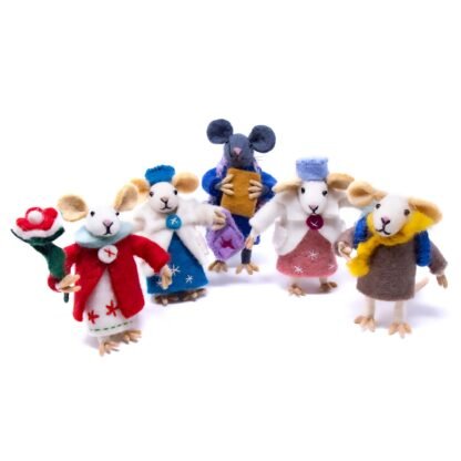 Family of Mice Handmade Fel Collectibles, Set of Five - Image 8