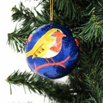 Handpainted Fox & Bird Ornaments, Set of 2 - Image 4