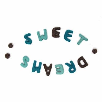 Hand Crafted Felt from Nepal: Sweet Dreams Garland, Grey/Blue - Image 2
