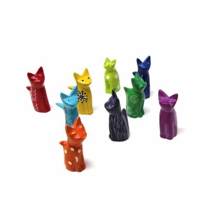 Soapstone Tiny Sitting Cats - Assorted Pack of 5 Colors - Image 2