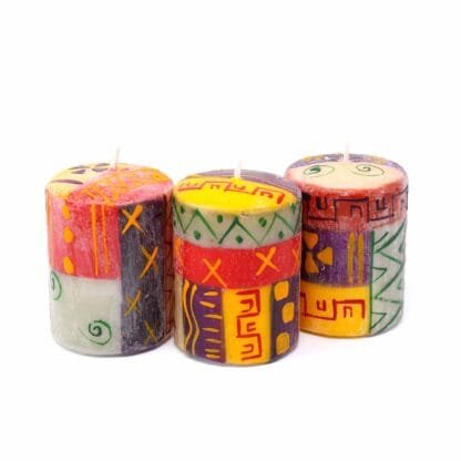 Set of Three Boxed Hand-Painted Candles - Indaeuko Design - Nobunto - Image 2