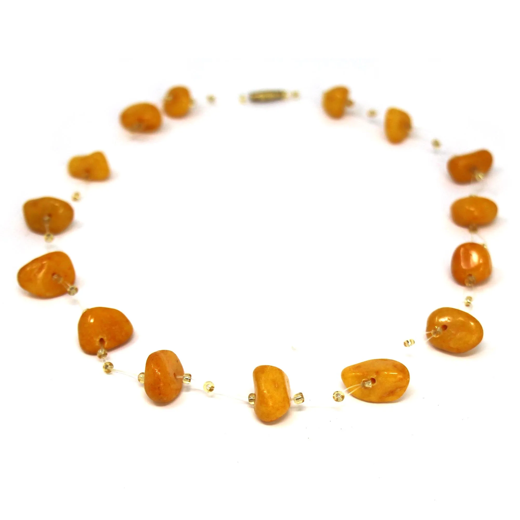 Floating Stone & Maasai Bead Necklace, Pumpkin Spice - Image 6
