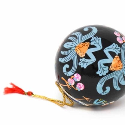 Handpainted Ornament Birds and Flowers, Black - Pack of 3 - Image 3
