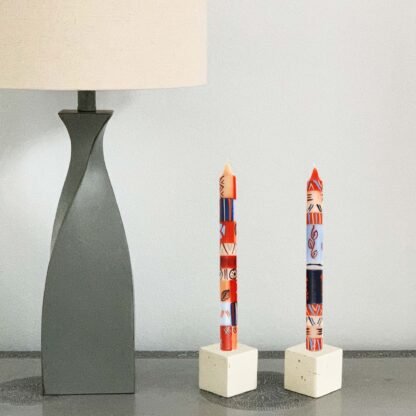 Hand Painted Candles in Uzushi Design (three tapers) - Nobunto - Image 3