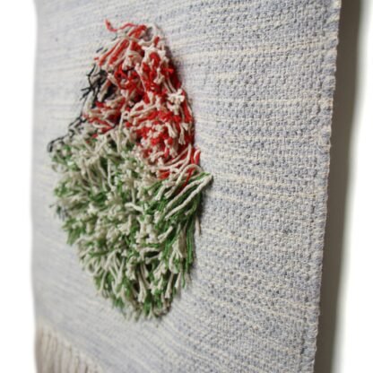 Handwoven Boho Wall Hanging, Neutral with Pop of Color - Image 3