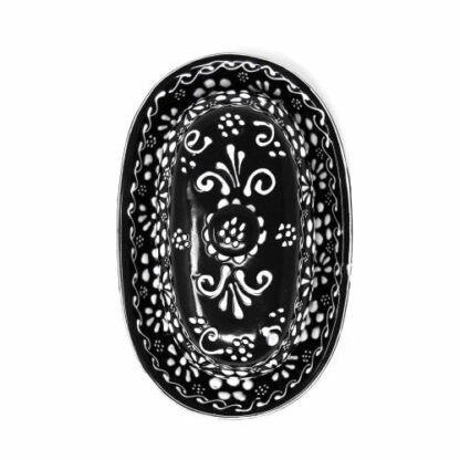 Encantada Handmade Pottery Butter Dish, Black & White - Image 4