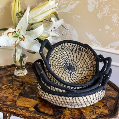 Nested Baskets in Natural with Black Accents, Set of 3 - Image 2