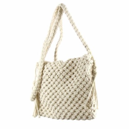 Macrame Shoulder Bag, Cream - Image 3