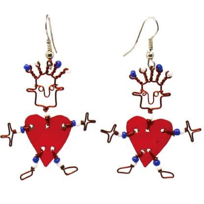 Set of 10 Dancing Heart Earrings in Red - Image 2