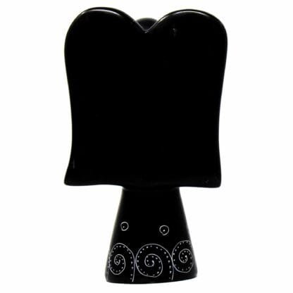 Soapstone Angel Sculpture - Black Finish with Etch Design - Image 8