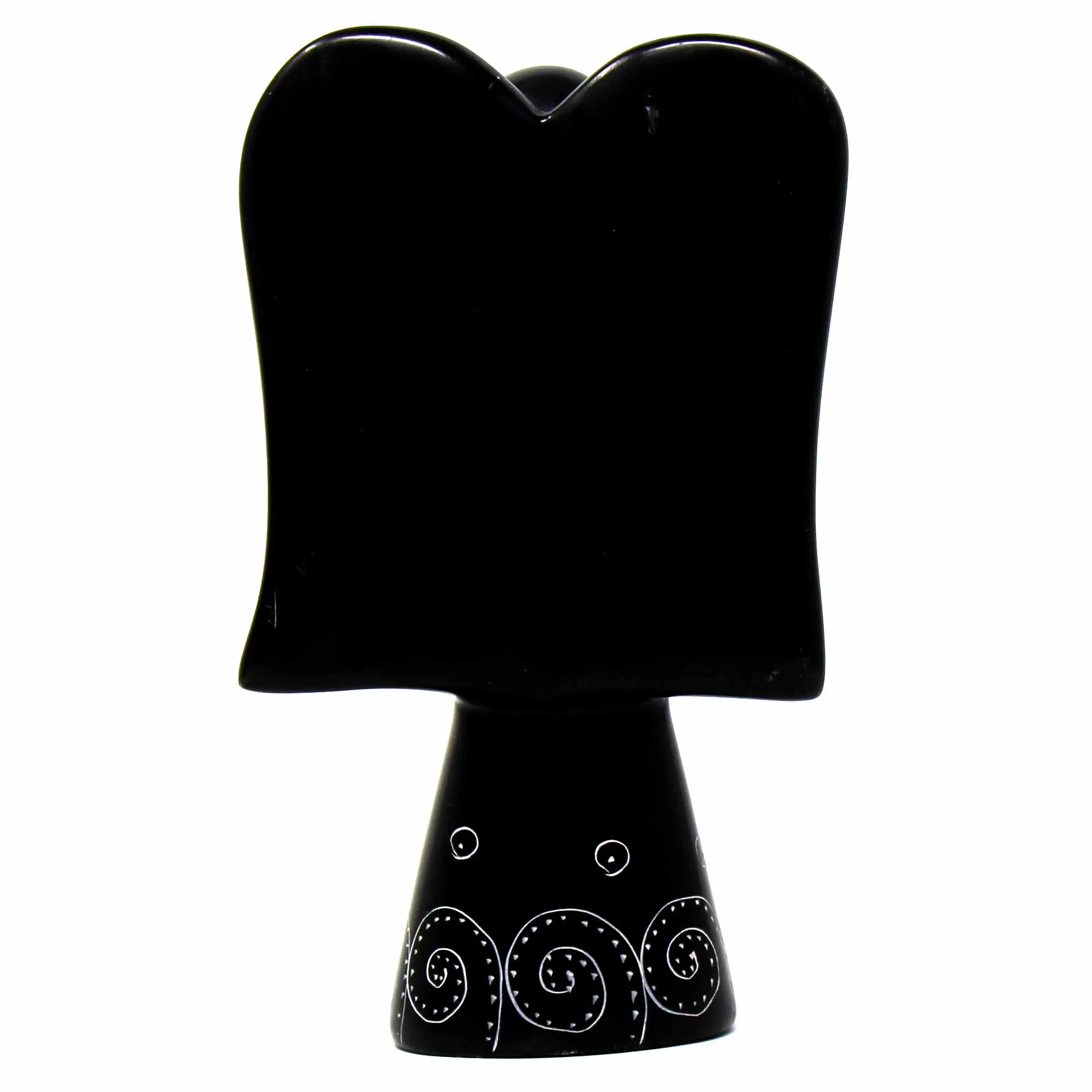 Soapstone Angel Sculpture - Black Finish with Etch Design - Image 8