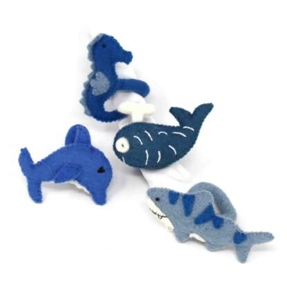 Nautical Shark, Whale & Seahorse Felt Napkin Rings, Set of 4 - Image 4