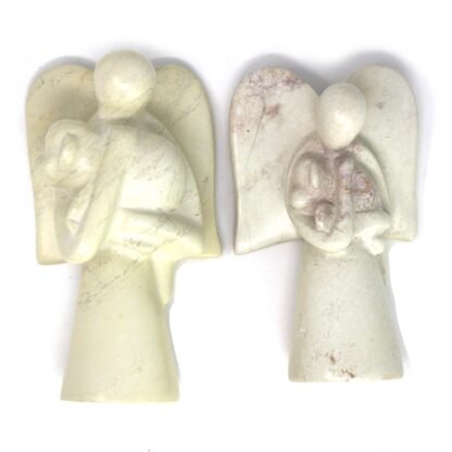 Angel Soapstone Sculpture Holding Dog - Image 3