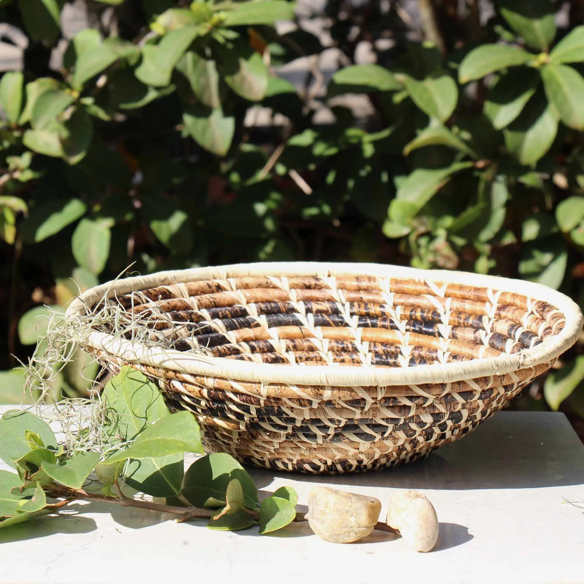 Woven Sisal Basket, Wheat Stalk Spirals In Natural - Image 3
