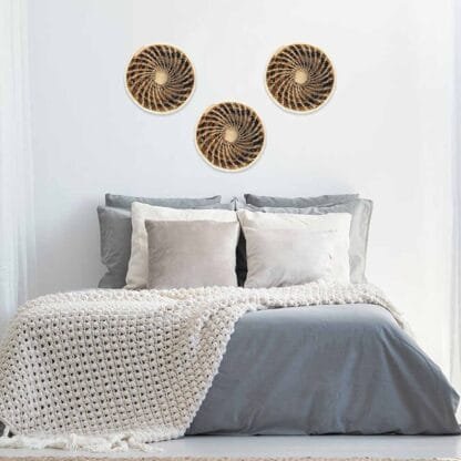 Woven Sisal Basket, Wheat Stalk Spirals In Natural - Image 6