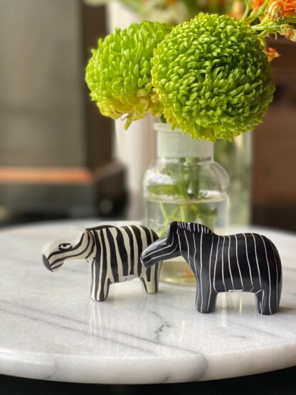 Zebra Soapstone Sculptures, Set of 2 - Image 9