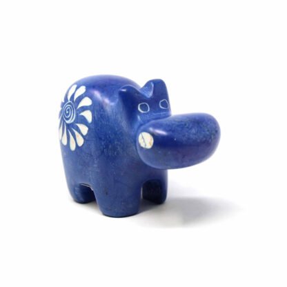 Handcrafted Blue Soapstone Hippo - Smolart - Image 2