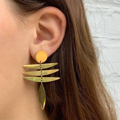 Earrings: 18k Gold Plated Stainless Steel Fringe Dangle - Starfish Project - Image 2