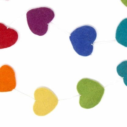 Hand Crafted Felt from Nepal: Hearts Garland, Multicolored - Image 2
