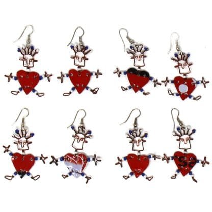Set of 10 Dancing Heart Earrings in Red - Image 4