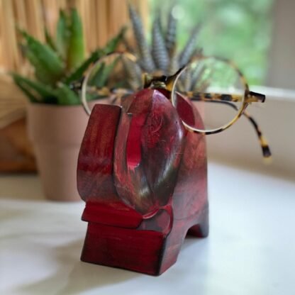 Elephant Eyeglass Stand in Red Wash - Image 5